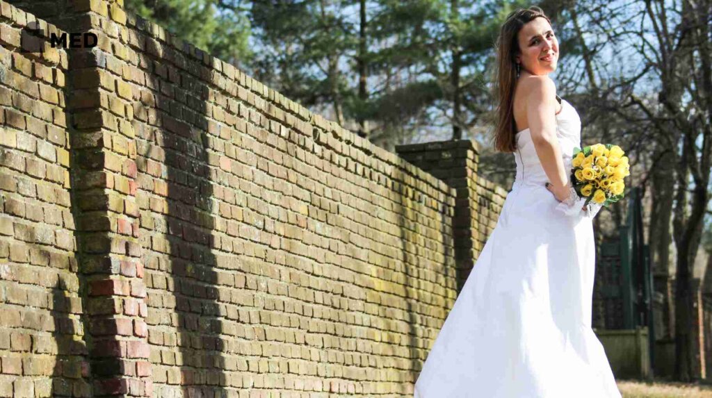bride poses