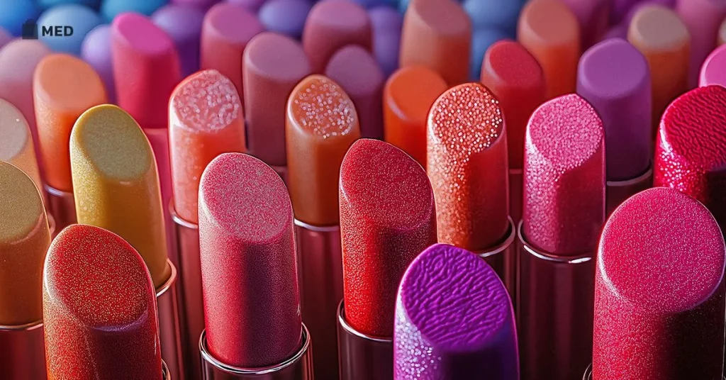 Colorful lipstick shades closeup