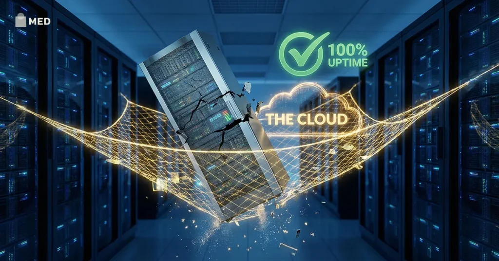 VPS vs cloud hosting performance comparison showing uptime reliability and server failure differences