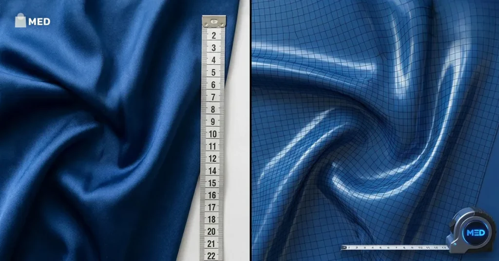 AI virtual try on fashion technology showing digital fabric simulation garment fitting and clothing measurements