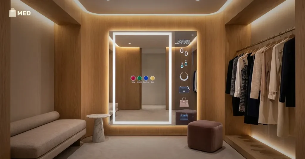 Smart fitting room with AI powered mirror and virtual try on fashion retail technology